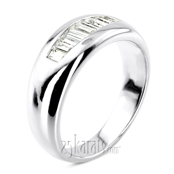 14K white gold 0.61 ct. tw. Baguette Channel Set Diamond Men's Ring - alternate view 6