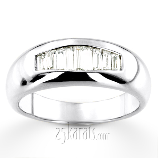 14K white gold 0.61 ct. tw. Baguette Channel Set Diamond Men's Ring - alternate view 5