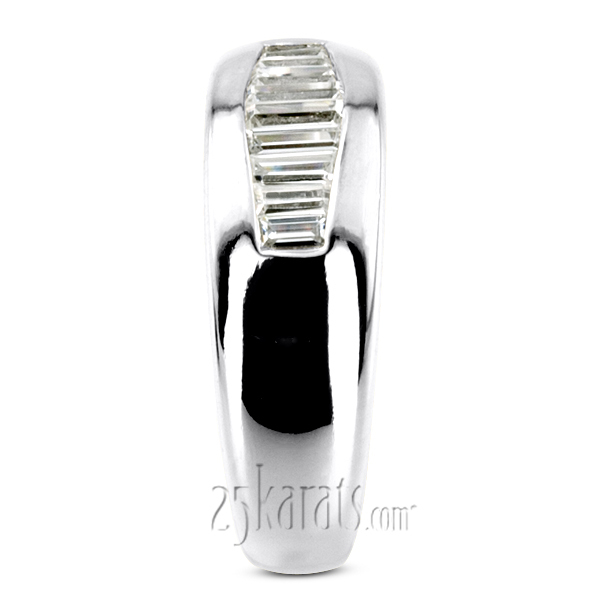 14K white gold 0.61 ct. tw. Baguette Channel Set Diamond Men's Ring - alternate view 7
