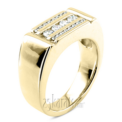 0.56 ct. Channel Set Triple Row Diamond Man Ring