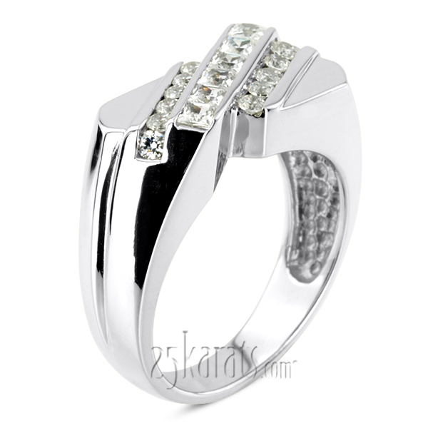 14K white gold 0.91 ct. Channel Set Diamond Men's Band - main view