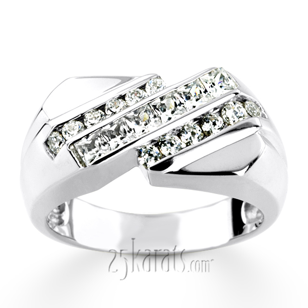 14K white gold 0.91 ct. Channel Set Diamond Men's Band - alternate view 2