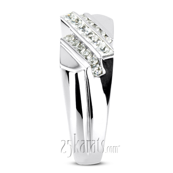 14K white gold 0.91 ct. Channel Set Diamond Men's Band - alternate view 3