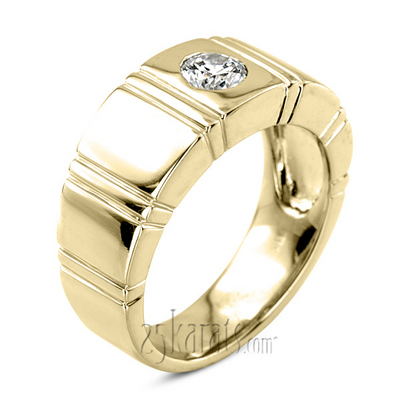 0.50 ct. Round Cut Bezel Set Solitaire Diamond Men Ring