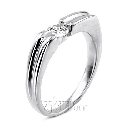 0.35 ct. Round Cut Bar Set Solitaire Diamond Men Ring