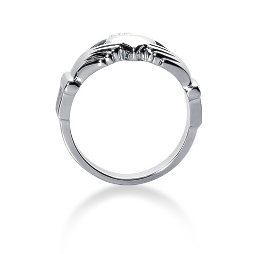 14K white gold Plain Claddagh Men Ring - alternate view 2