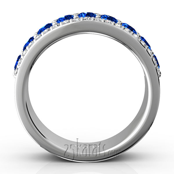 14K white gold Diamond Cut Sapphire and Brilliant Diamond Anniversary Band (1/3 ct. tw.) - alternate view 5