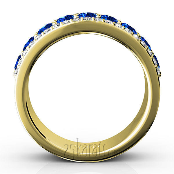 14K white gold Diamond Cut Sapphire and Brilliant Diamond Anniversary Band (1/3 ct. tw.) - alternate view 6