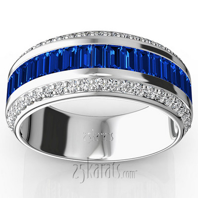 Blue Sapphire and Diamond Woman Anniversary Ring (1/2 ct. tw. Diamonds) - view 1 of 6