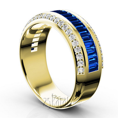 Blue Sapphire and Diamond Woman Anniversary Ring (1/2 ct. tw. Diamonds) - view 4 of 6