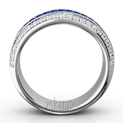 Blue Sapphire and Diamond Woman Anniversary Ring (1/2 ct. tw. Diamonds) - view 5 of 6