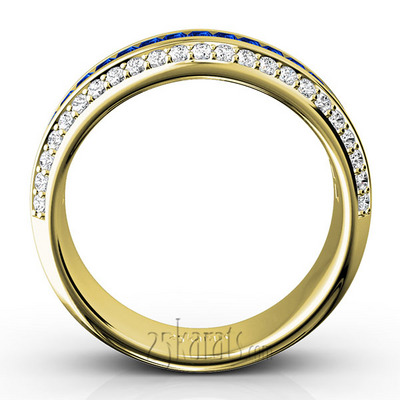 Blue Sapphire and Diamond Woman Anniversary Ring (1/2 ct. tw. Diamonds) - view 6 of 6