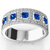 Princess Cut Sapphire and Diamond Anniversary Band