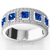 Princess Cut Sapphire and Diamond Anniversary Band