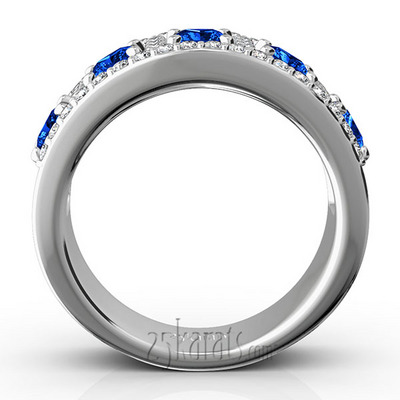Princess Cut Sapphire and Diamond Anniversary Band 1 thumbnail 5