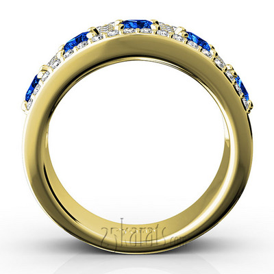 Princess Cut Sapphire and Diamond Anniversary Band 1 thumbnail 6