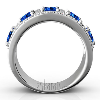 Princess Cut Sapphire and Diamond Anniversary Band thumbnail 5