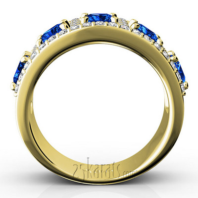 Princess Cut Sapphire and Diamond Anniversary Band thumbnail 6