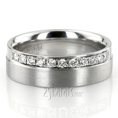 Step-edge Diamond Wedding Ring
