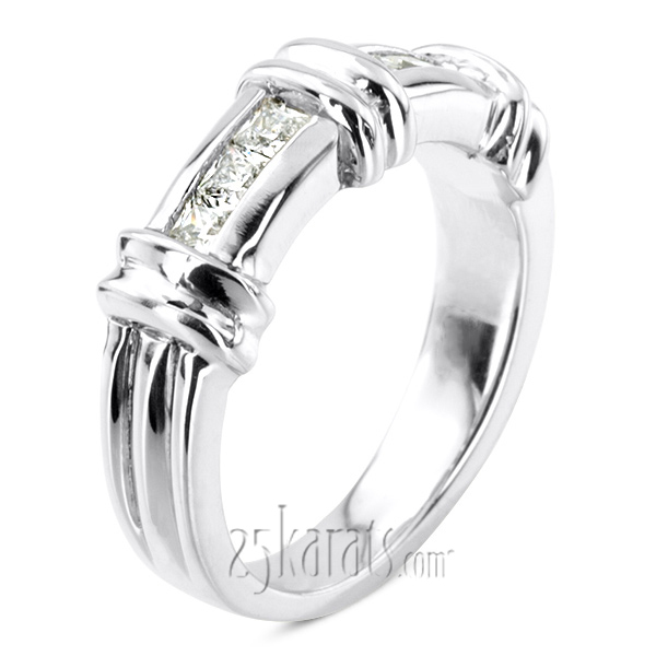 14K white gold 0.60 ct. Princess Cut Channel Set Diamond Man Ring - main view