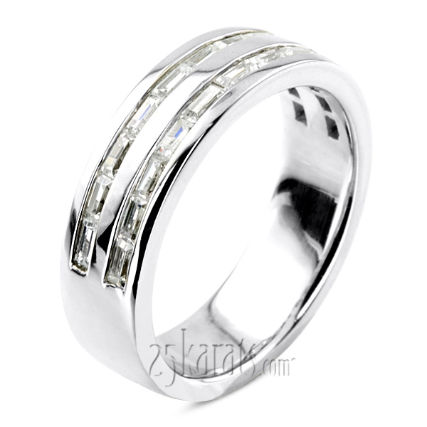 1.32 ct. t.w. Baguette Cut Channel Set Diamond Men Ring