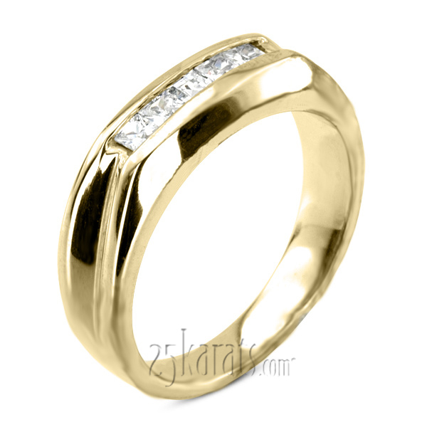 14K white gold 0.50 ct. Princess Cut Channel Set Diamond Men's Ring - alternate view 2