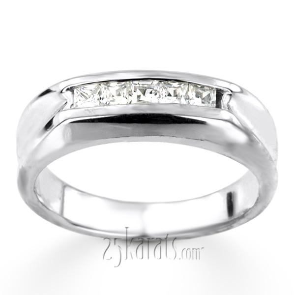 14K white gold 0.50 ct. Princess Cut Channel Set Diamond Men's Ring - alternate view 3