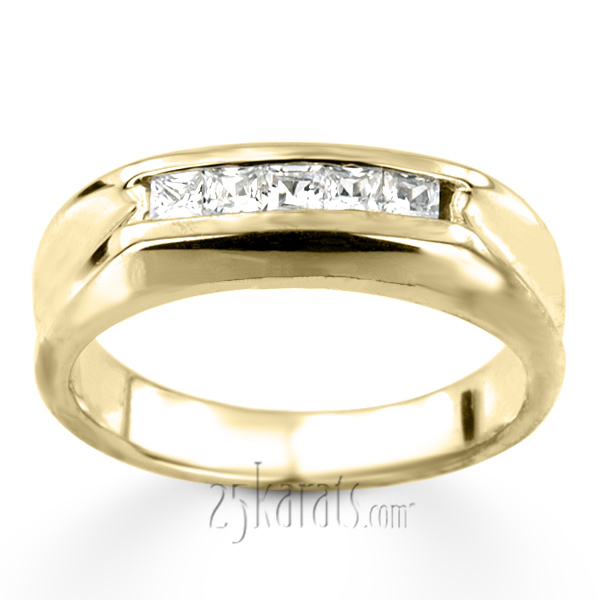 14K white gold 0.50 ct. Princess Cut Channel Set Diamond Men's Ring - alternate view 4