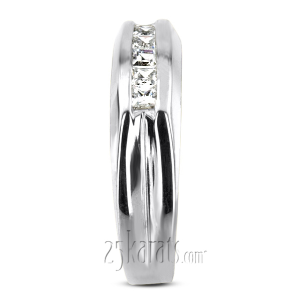 14K white gold 0.50 ct. Princess Cut Channel Set Diamond Men's Ring - alternate view 5