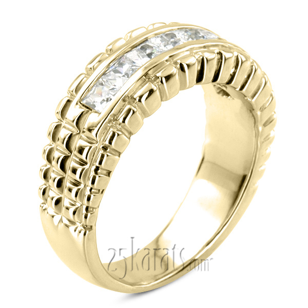 14K white gold 1.36 ct. Princess Cut Channel Set Diamond Men's Ring - main view