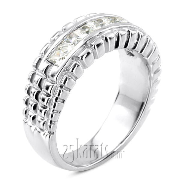 14K white gold 1.36 ct. Princess Cut Channel Set Diamond Men's Ring - alternate view 2