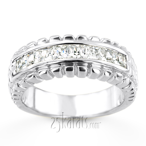 14K white gold 1.36 ct. Princess Cut Channel Set Diamond Men's Ring - alternate view 4