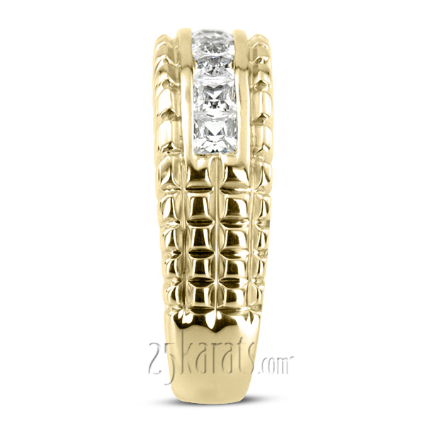 14K white gold 1.36 ct. Princess Cut Channel Set Diamond Men's Ring - alternate view 5