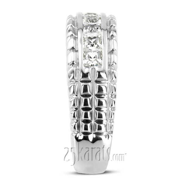 14K white gold 1.36 ct. Princess Cut Channel Set Diamond Men's Ring - alternate view 6