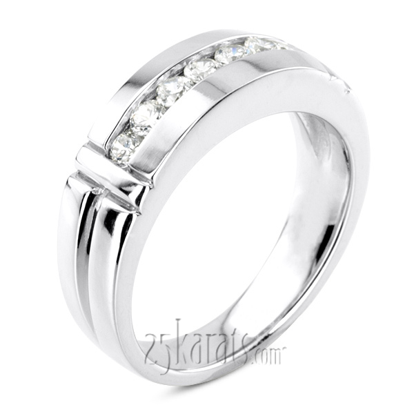 0.56 ct. Round Cut Channel Set Diamond Man Ring