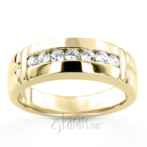 14K white gold 0.56 ct. Round Cut Channel Set Diamond Man Ring - alternate view 4
