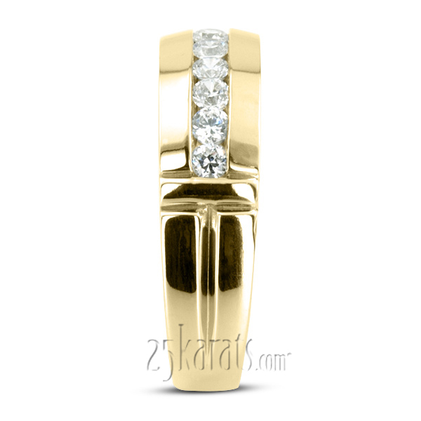14K white gold 0.56 ct. Round Cut Channel Set Diamond Man Ring - alternate view 6
