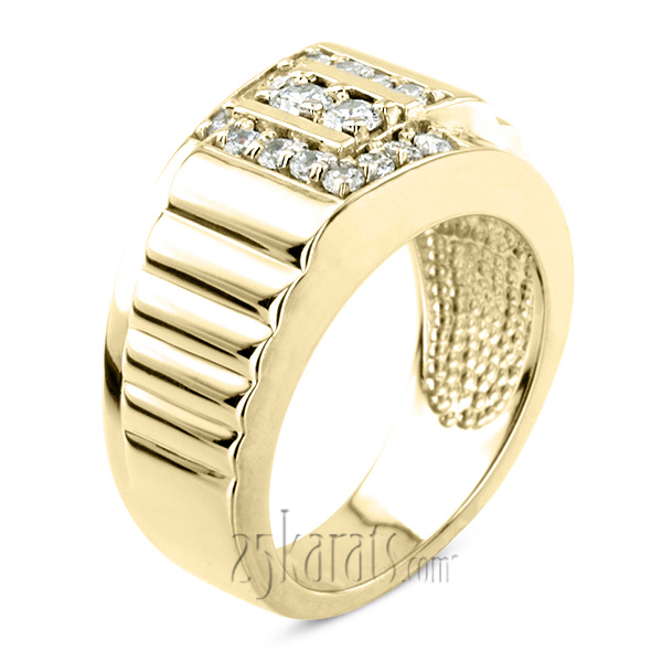 0.62 ct. Round Cut Pave Set Diamond Men Ring