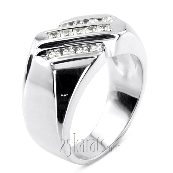 0.49 ct. Round Cut Channel Set Diamond Men Ring