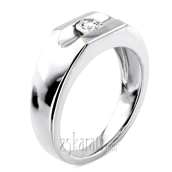 14K white gold 0.35 ct. Tension Set Solitaire Diamond Men's Ring - alternate view 2