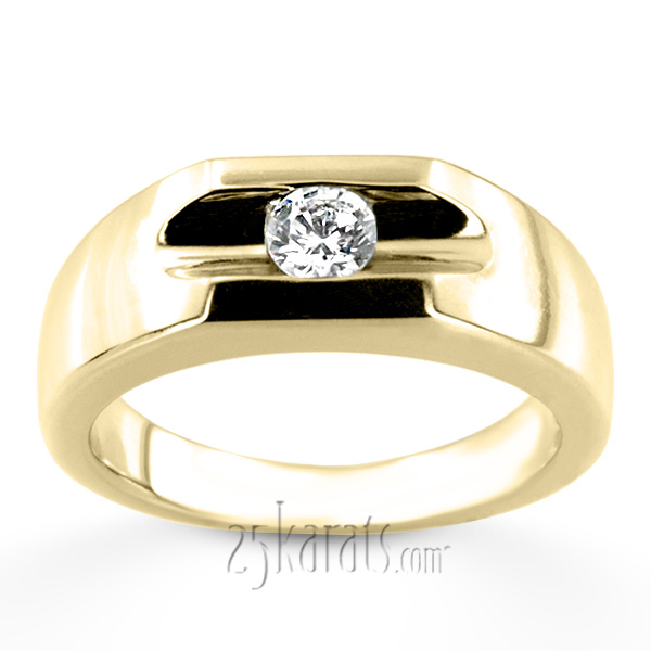 14K white gold 0.35 ct. Tension Set Solitaire Diamond Men's Ring - alternate view 3