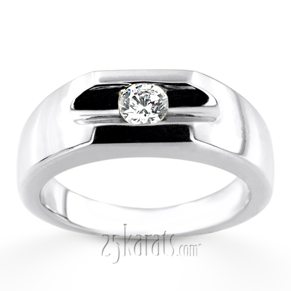 14K white gold 0.35 ct. Tension Set Solitaire Diamond Men's Ring - alternate view 4