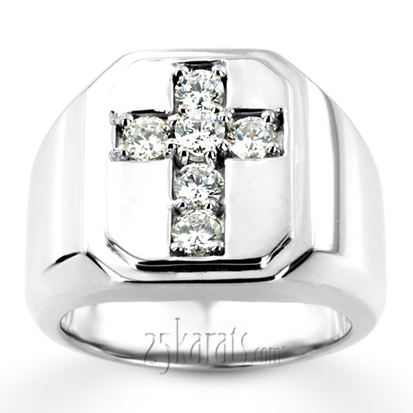 14K white gold 0.90 ct. Diamond Men's Ring - alternate view 4