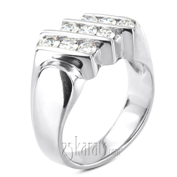 1.08 ct. Round Cut Bar Set Diamond Men  Ring