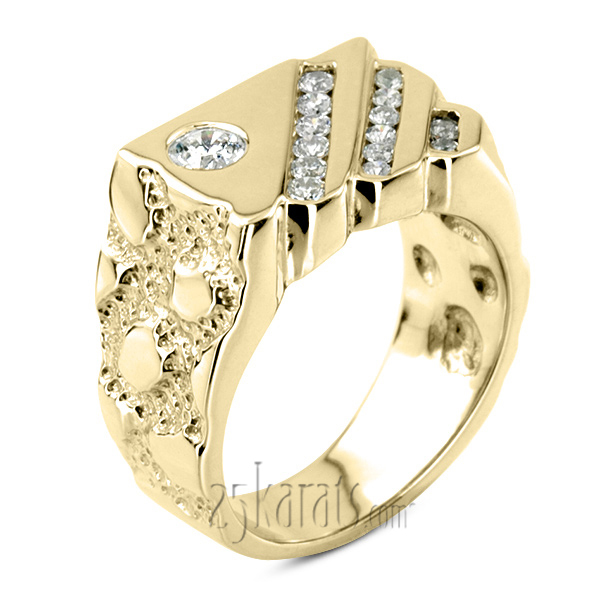 14K white gold 0.63 ct. Round Cut Channel Set Diamond Men's Ring - alternate view 5