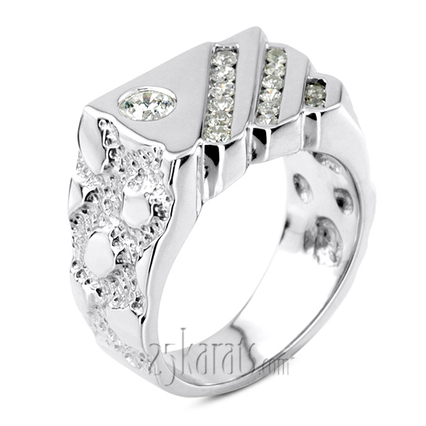 14K white gold 0.63 ct. Round Cut Channel Set Diamond Men's Ring - alternate view 4