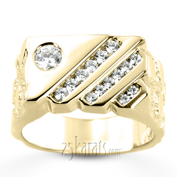 14K white gold 0.63 ct. Round Cut Channel Set Diamond Men's Ring - alternate view 6