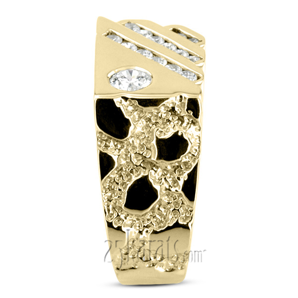 14K white gold 0.63 ct. Round Cut Channel Set Diamond Men's Ring - alternate view 7
