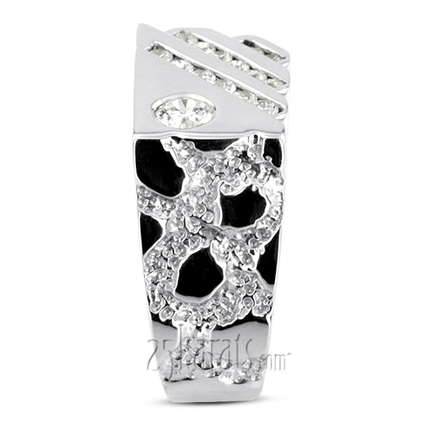 14K white gold 0.63 ct. Round Cut Channel Set Diamond Men's Ring - alternate view 8