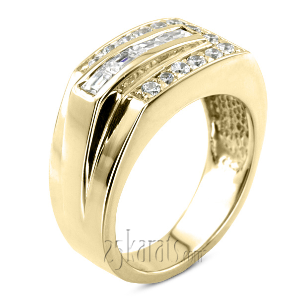 1.02 ct. t.w. Channel and Prong Set Diamond Man Ring